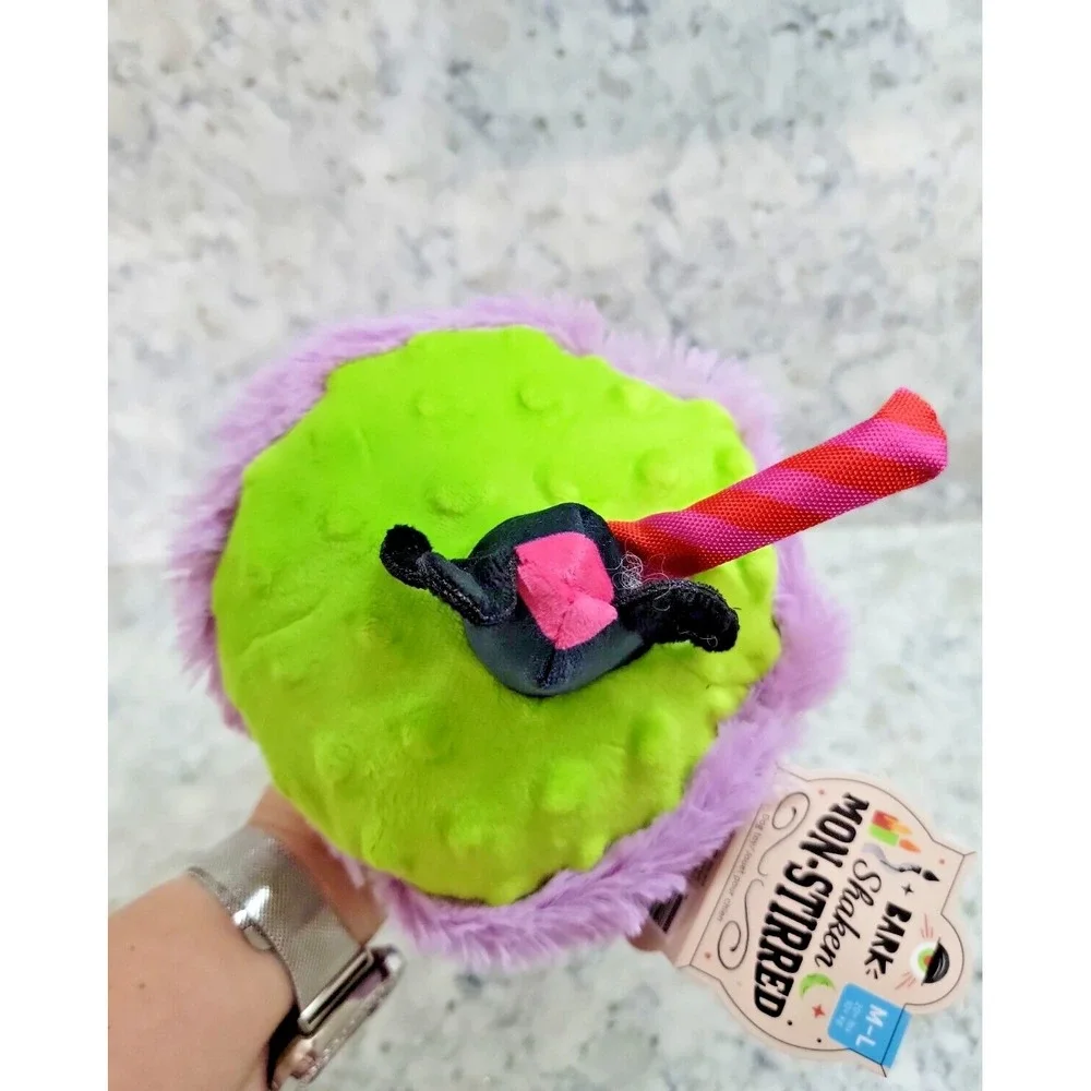 Bark Box Halloween Shaken Mon-Stirred Drink Cocktail Plush Dog‎ Toy M/L NWT
